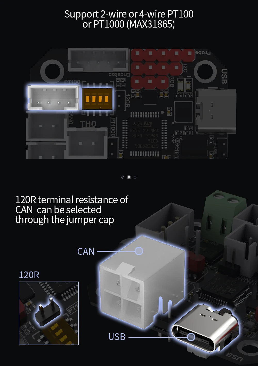 BIGTREETECH EBB36 CAN V1.2 Board Support Canbus PT100 For Klipper Hotend HeadTool 36 stepper motor Ender3 3d Printer Parts
