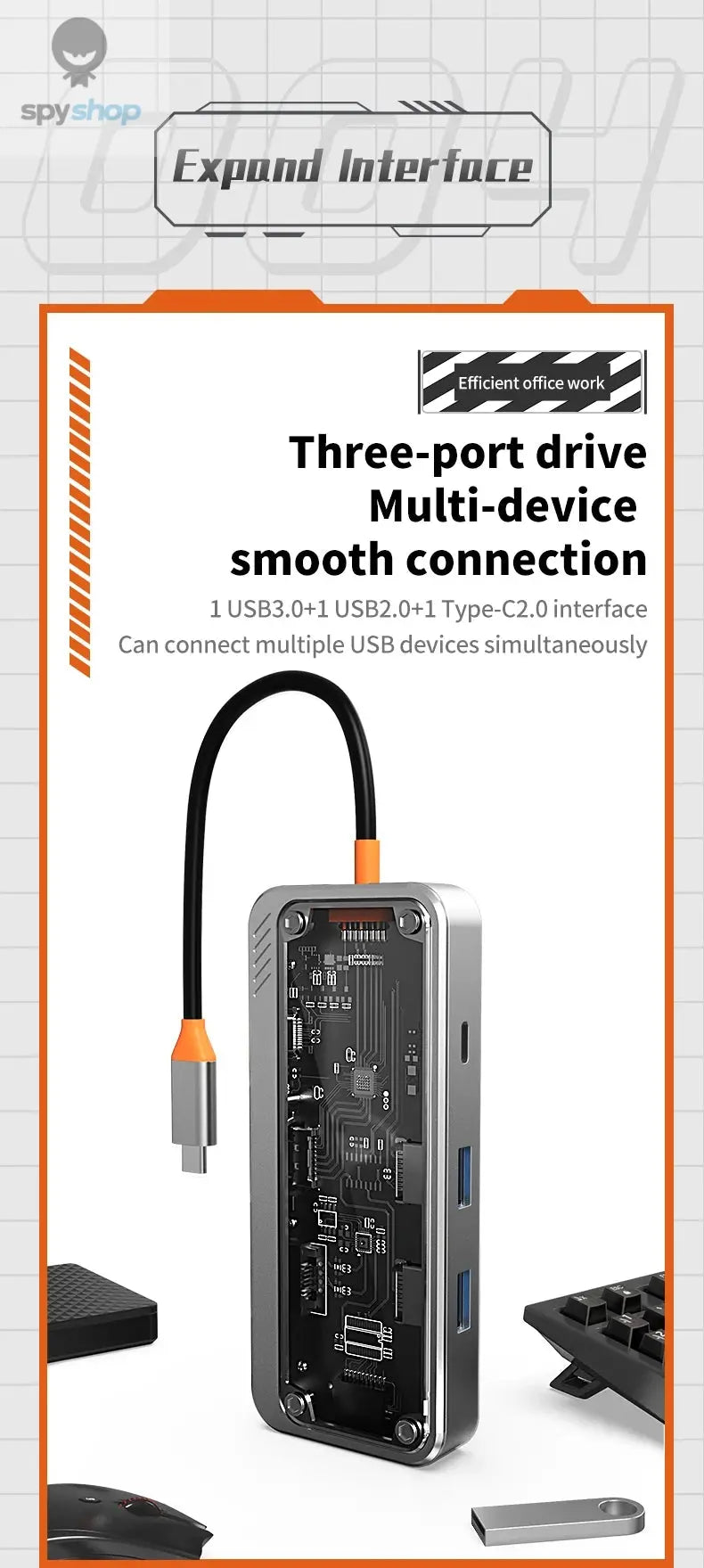USB C Docking Station to HDMI-Compatible 4K@30Hz Display 5Gbps USB C 3.0 HUB 100W PD SD/TF for MacBook Pro Air iPad PC 