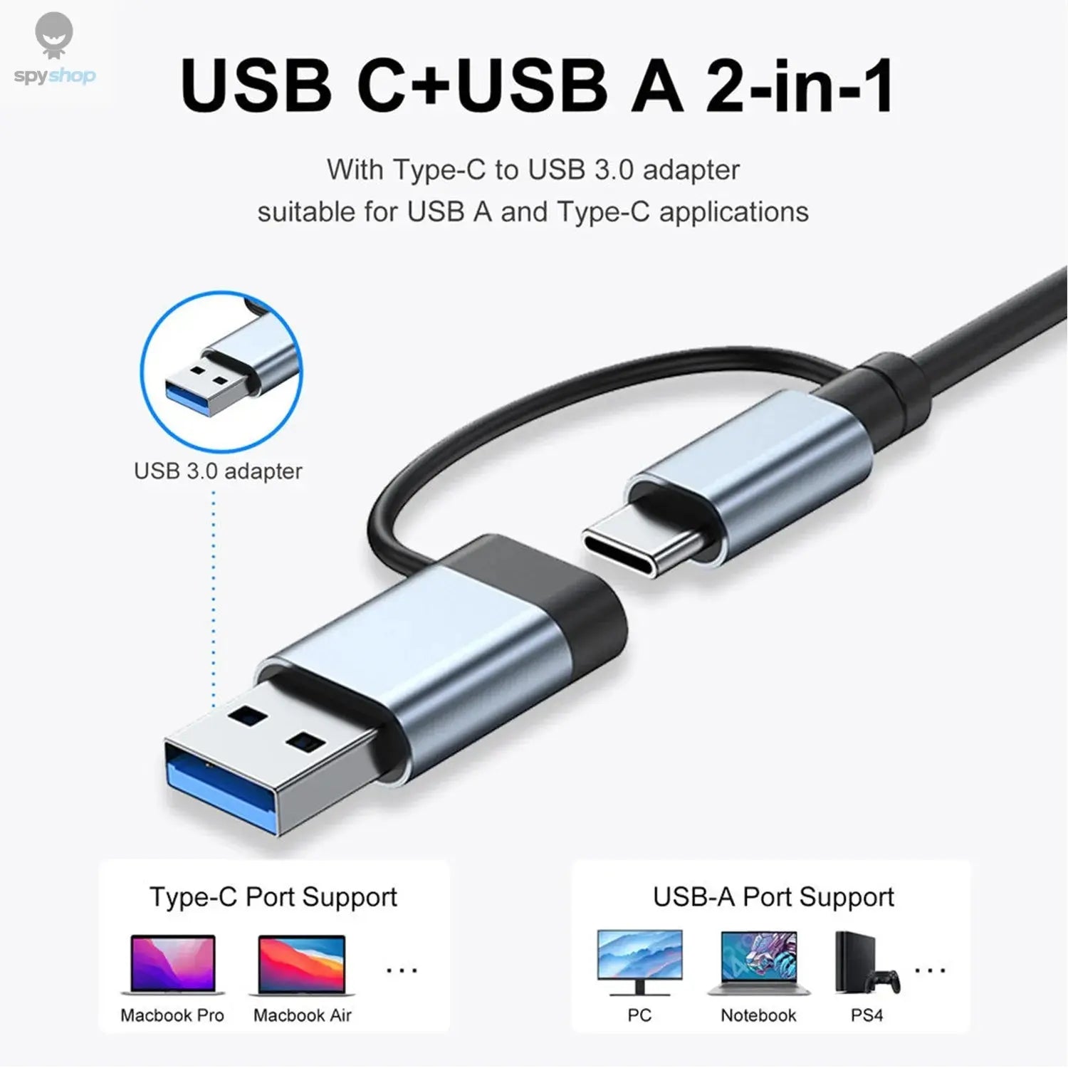 USB C Hub USB Hub 3.0, Aluminum 7 in 1 USB Extender, USB Splitter with USB 3.0, 4 X USB 2.0 and 2 USB C Ports USB Distributor Spy-shop.com