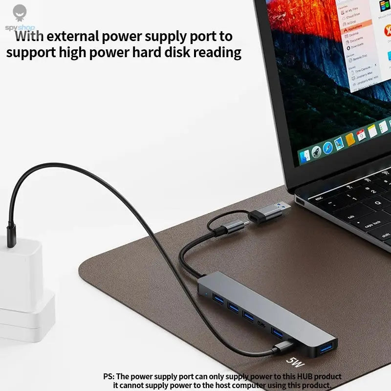 USB C Hub USB Hub 3.0, Aluminum 7 in 1 USB Extender, USB Splitter with USB 3.0, 4 X USB 2.0 and 2 USB C Ports USB Distributor Spy-shop.com
