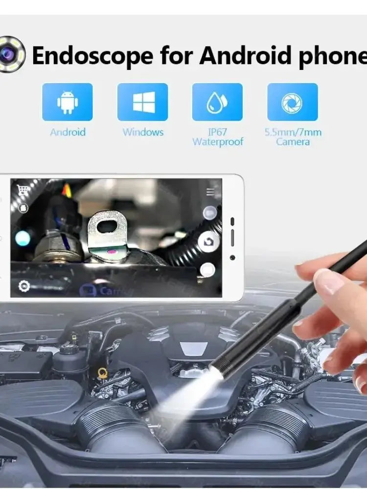 USB Endoscope for OTG Android Phone 5.5mm Borescope Inspection Snake Camera IP67 Waterproof with 6 LED Lights For Type C Spy-shop.com