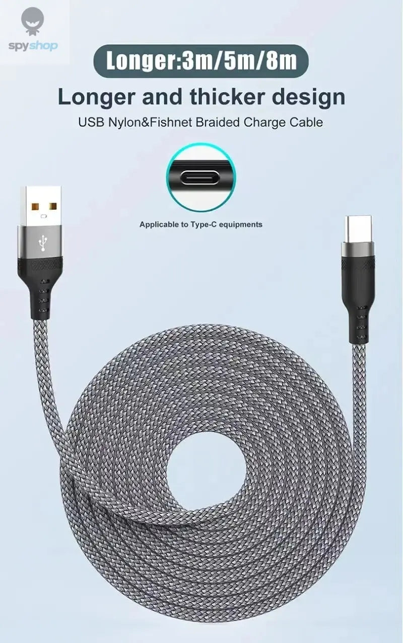 USB TYPE C Cable 5A Super Fast Charge Cable for Huawei 3m 5m 8m USB C Extension Cable for Samsung Xiaomi oppo oneplus Universal Spy-shop.com