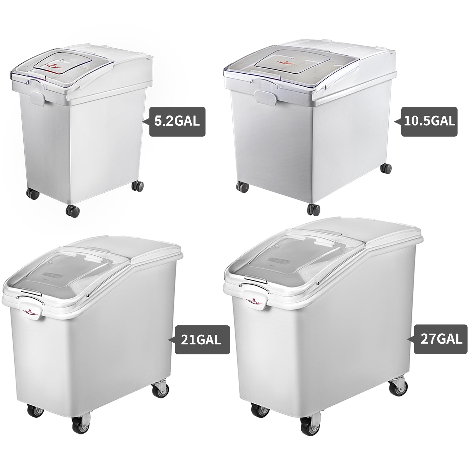 25L Ingredient Storage Bin with Scoop & Wheels Dustproof Container