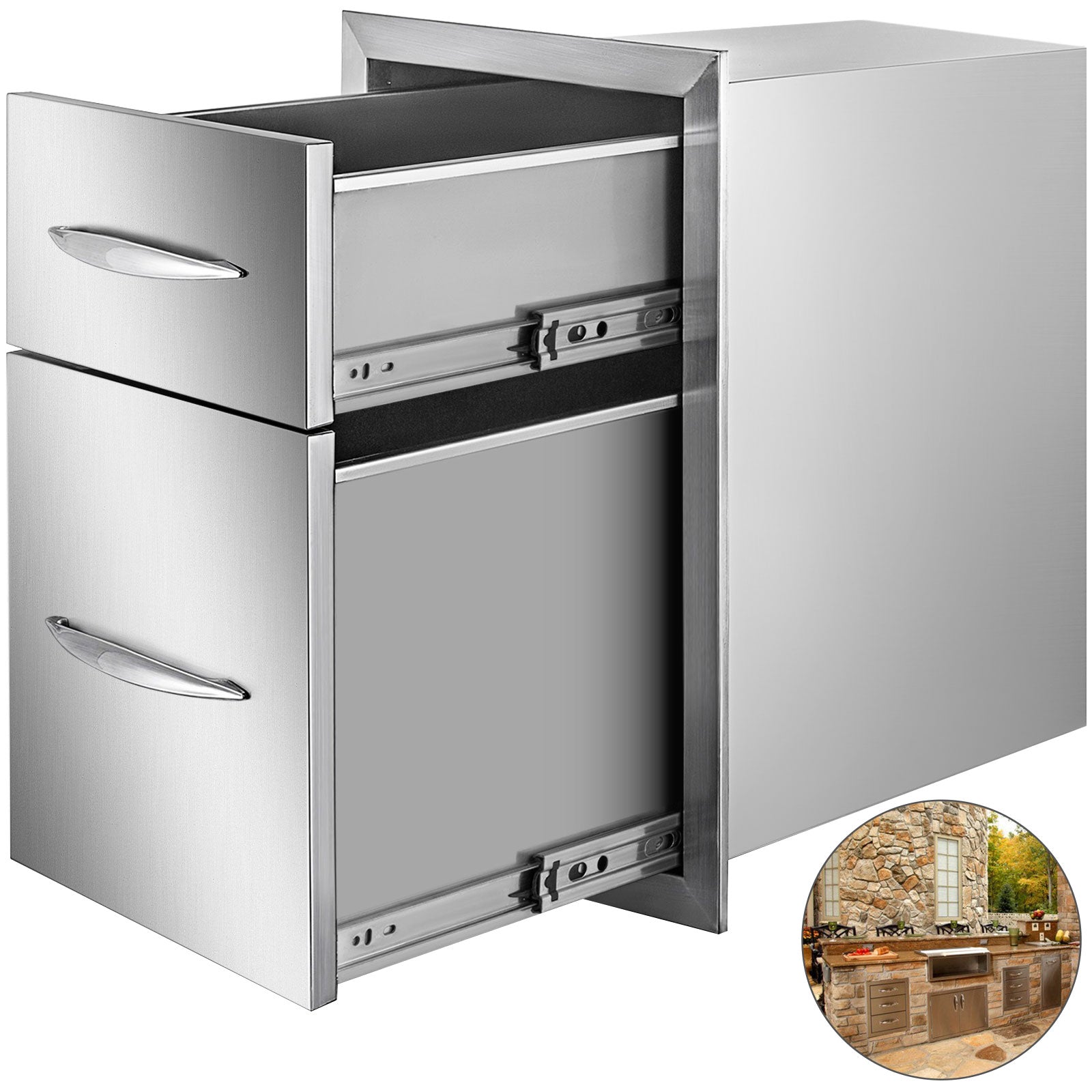 Stainless Steel Outdoor Kitchen Drawers Double Storage BBQ Island