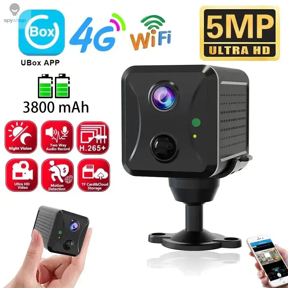 Ubox Mini 4G Security Camera SIM Card or Wifi Ultra HD Surveillance Camera 3800 mAh Battery Low Power Voice Intercom CCTV Camera Spy-shop.com