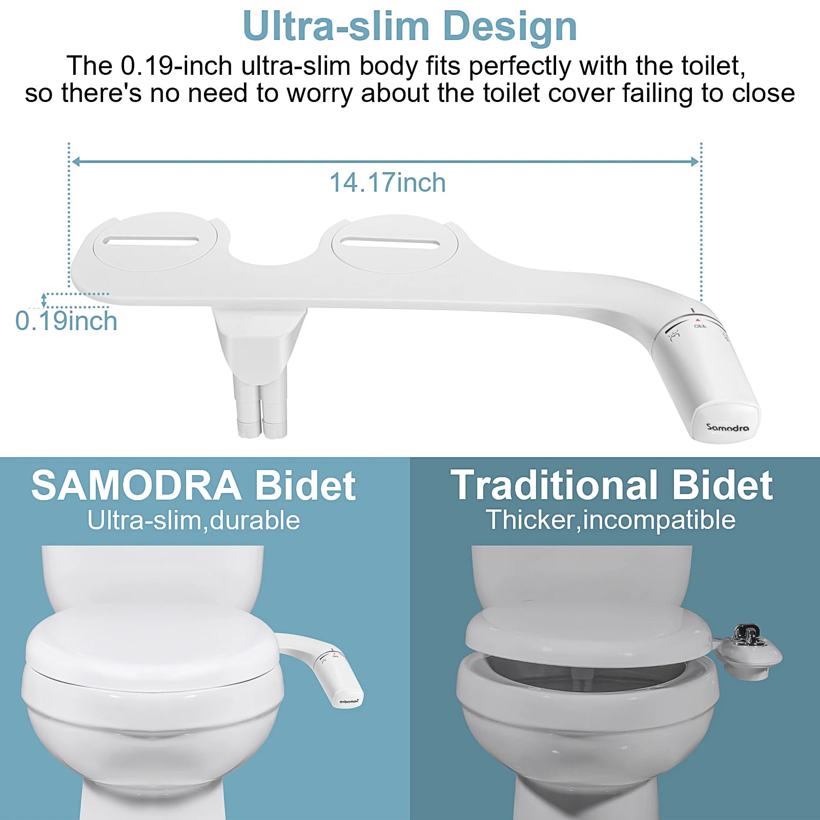 Right/Left Hand Bidet Sprayer with Dual Nozzle by Samodra