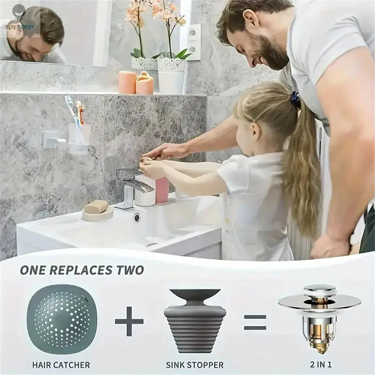 Universal Rebound Drain Plug Filter Basin Pop-up Chrome Sink Filter with Hair Catcher Bathroom Sink Drain Stopper Easy Push Type Spy-shop.com