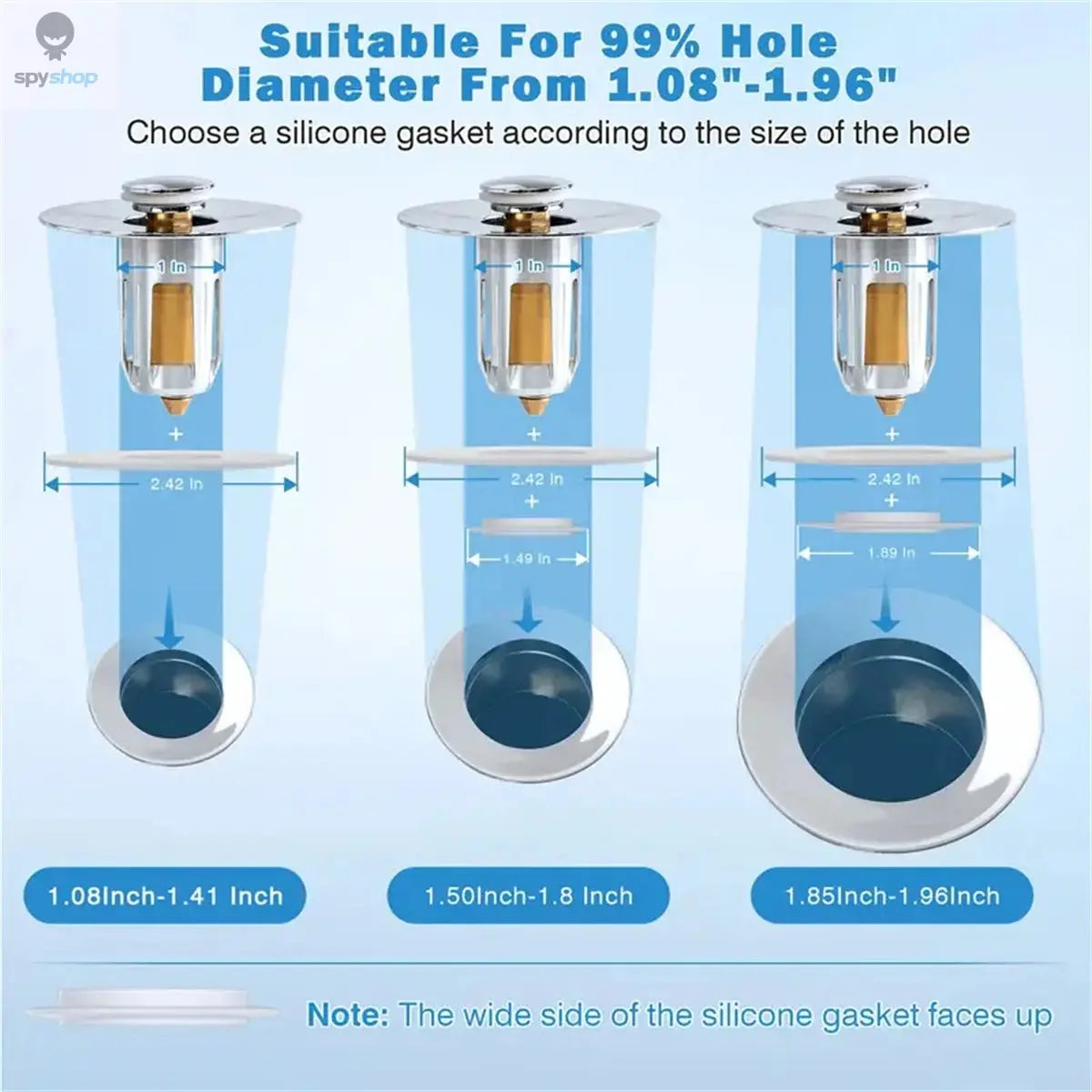 Universal Rebound Drain Plug Filter Basin Pop-up Chrome Sink Filter with Hair Catcher Bathroom Sink Drain Stopper Easy Push Type Spy-shop.com