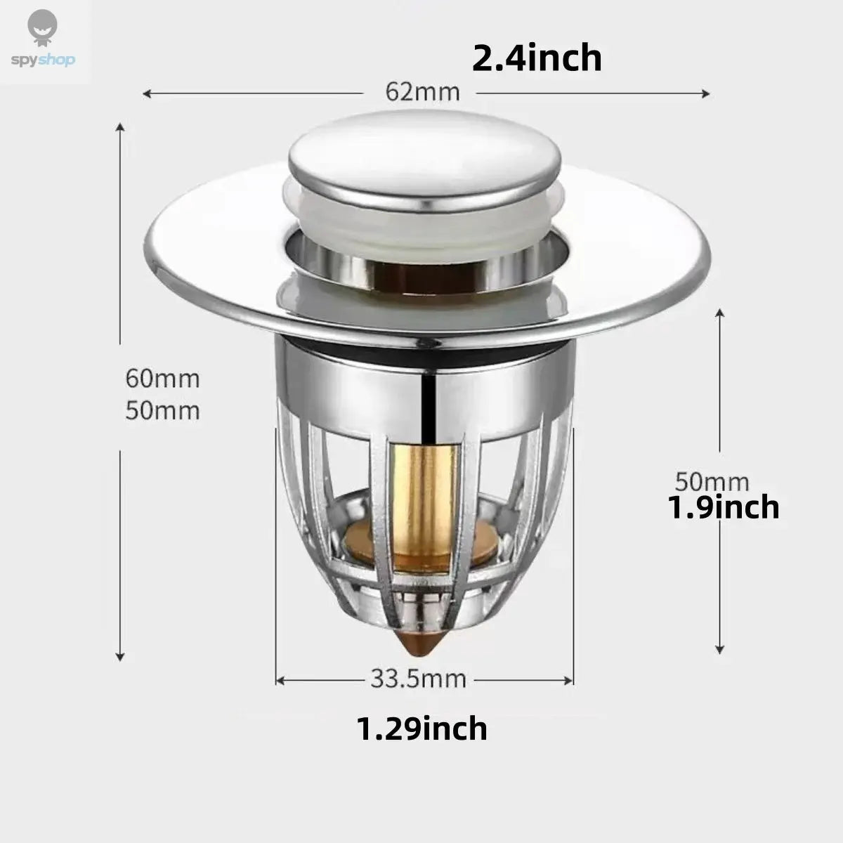 Universal Rebound Drain Plug Filter Basin Pop-up Chrome Sink Filter with Hair Catcher Bathroom Sink Drain Stopper Easy Push Type Spy-shop.com