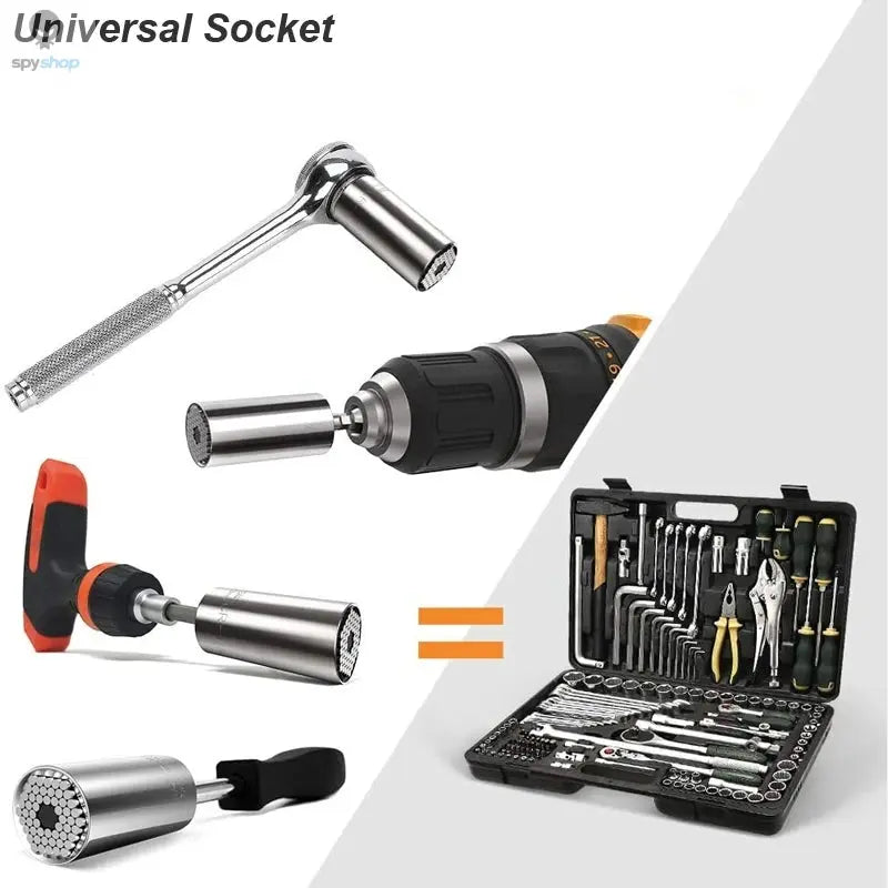 Universal Socket Wrench Head Set Sleeve Gadget 7-19mm Power Drill Adapter Spanner Key Nut Magic Grip Multi Hand Tools multitool Spy-shop.com