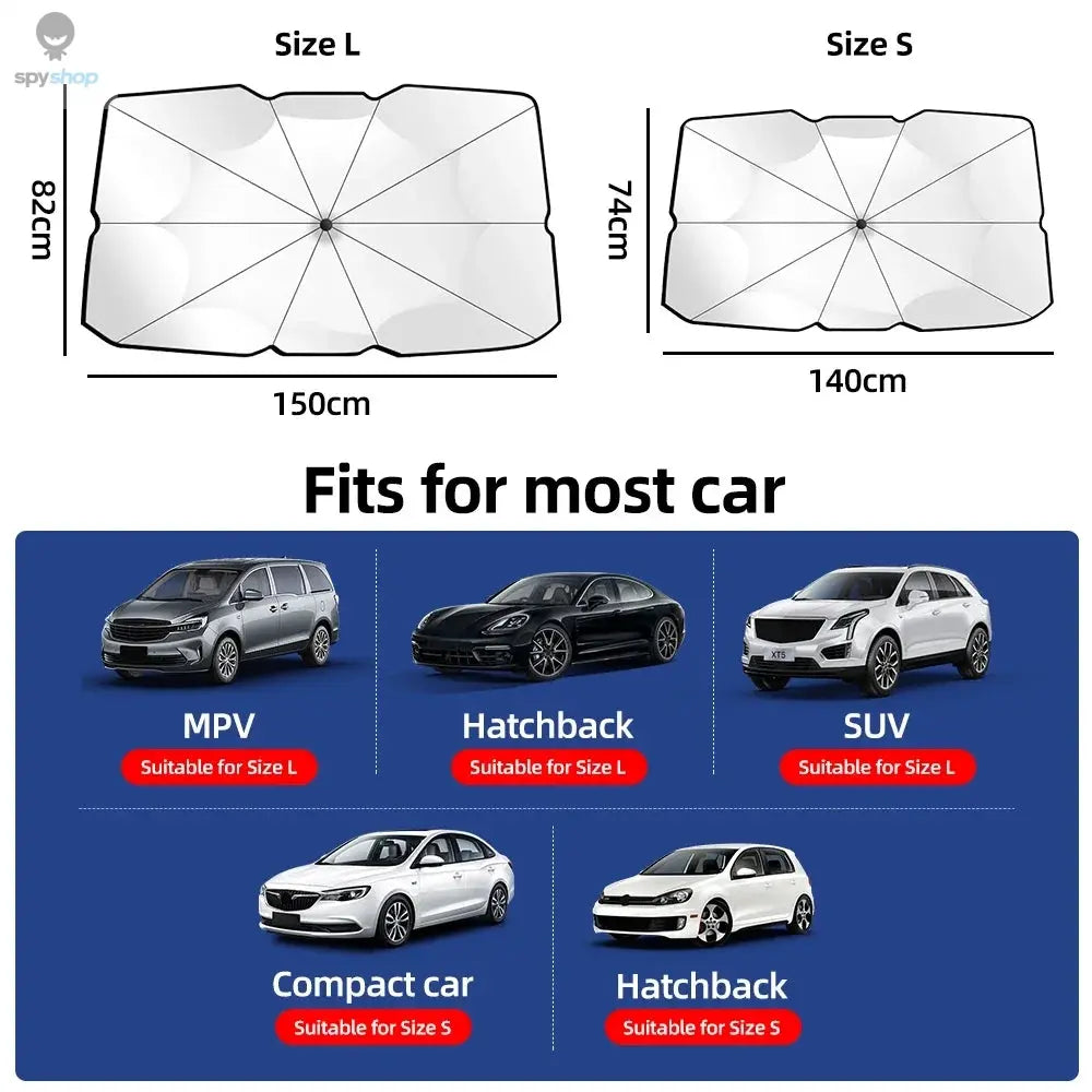 Upgraded Car Windshield Sun Shade Umbrella Foldable Car Sunshade Front Window Cover for UV Ray Block & Sun Heat Protection Spy-shop.com