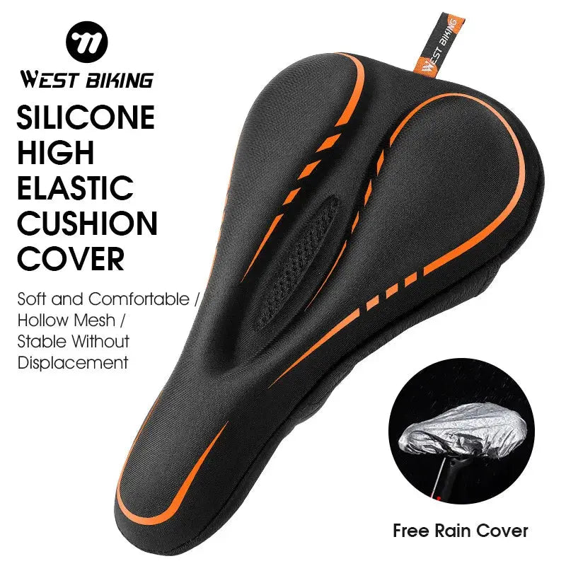 WEST BIKING Bicycle Saddle Cover Silicone Shockproof Bike Cushion Cover Breathable Rebound Bike Seat Cover Cycling Accessories 