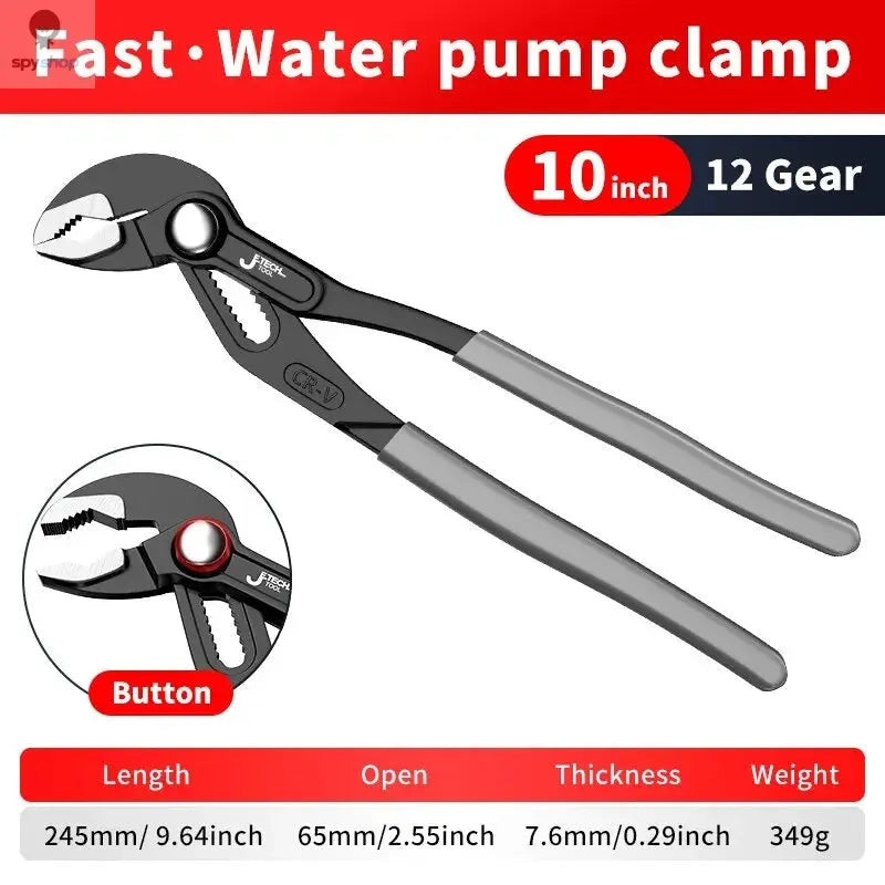 Water Pump Pliers Quick-Release Plumbing Pliers Pipe Wrench Adjustable Water Pipe Clamp Pliers Household Hand Tools Multi-functi 