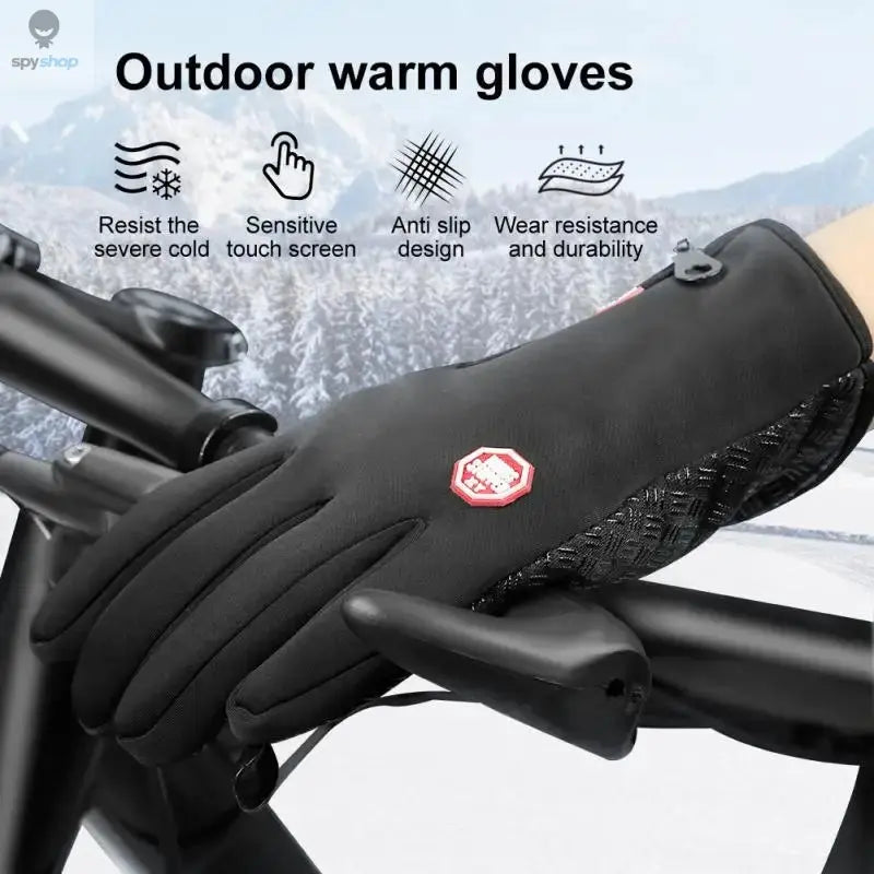 Winter Gloves For Men Waterproof Windproof Cold Gloves Snowboard Motorcycle Riding Driving Warm Touchscreen Zipper Glove Spy-shop.com