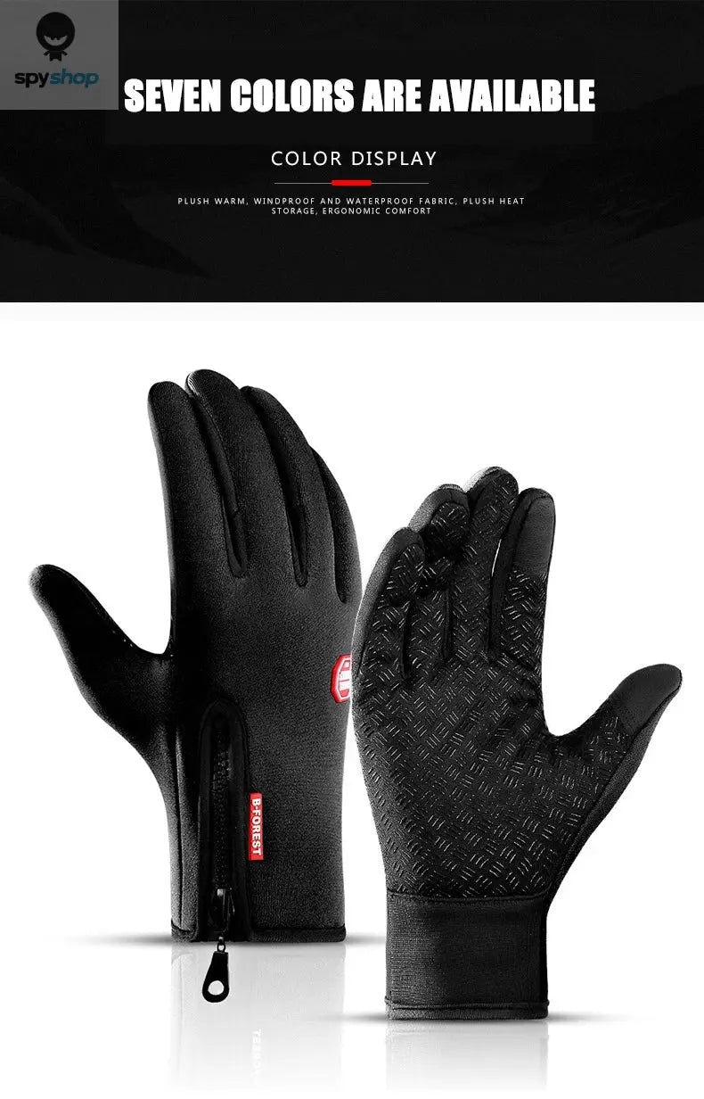 Winter Warm Men's Gloves Women Touchscreen Outdoor Sport Fishing Splash-proof Skiing Cycling Snowboard Nonslip Zipper Gloves 