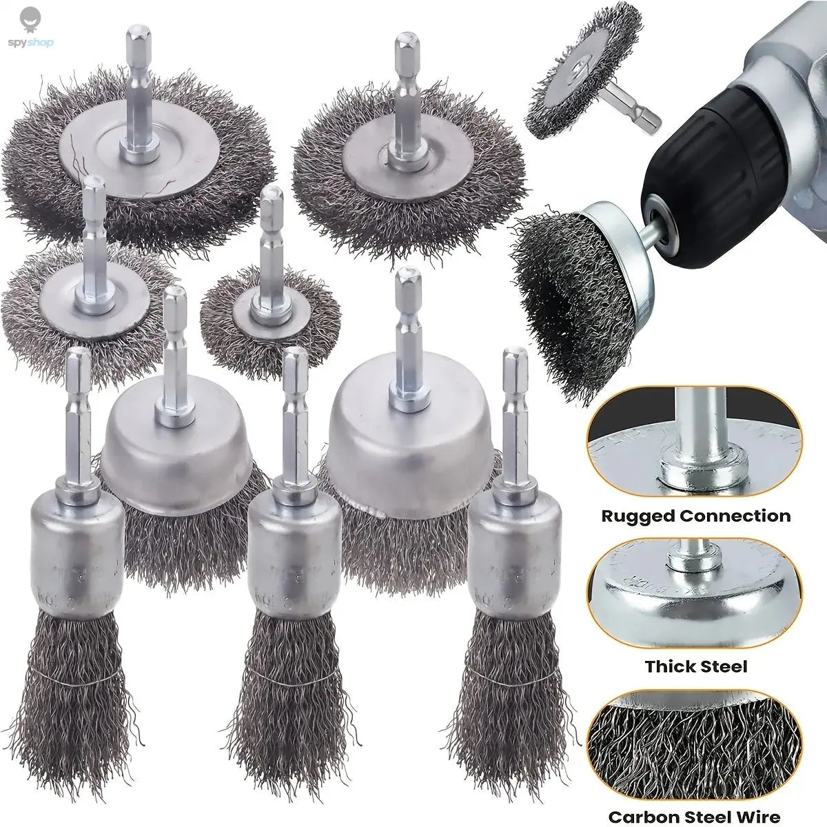 Wire Brush Wheel Cup Brush Set 10 Pack,Wire Brush for Drill 1/4 Inch Hex Shank 0.012 Inch Coarse Carbon Steel Crimped Wire Wheel 