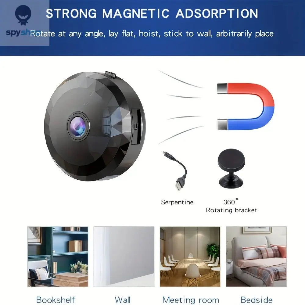Wireless Mini WiFi Security Camera with Night Vision Motion Detection Rechargeable Battery Easy to Mount & App-Controlled Spy-shop.com