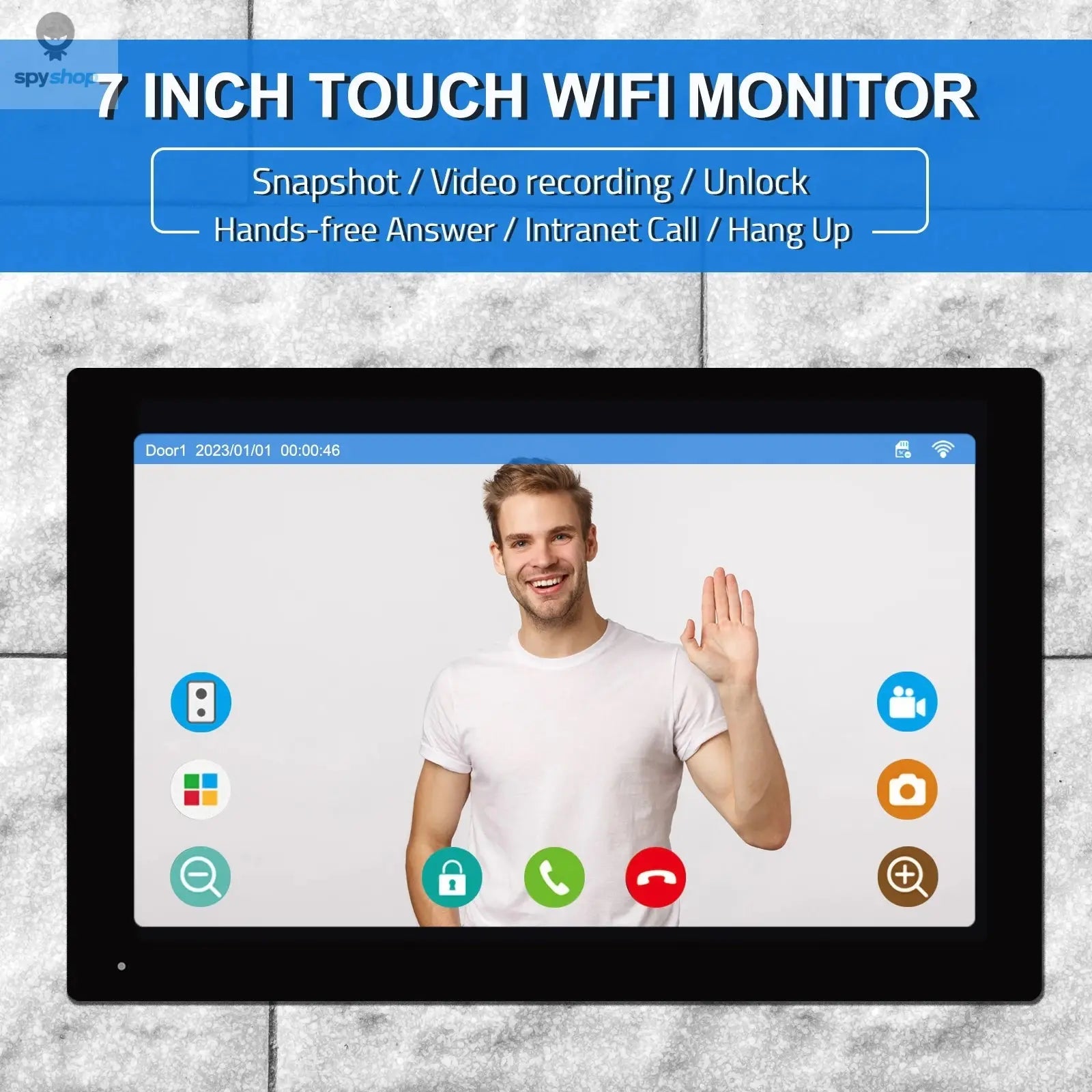 Wireless Wifi Video Doorbell System, 1080P Doorphone Door Camera, 7 Inch Touch Screen, Video Intercom 32GB SD card for Home Spy-shop.com