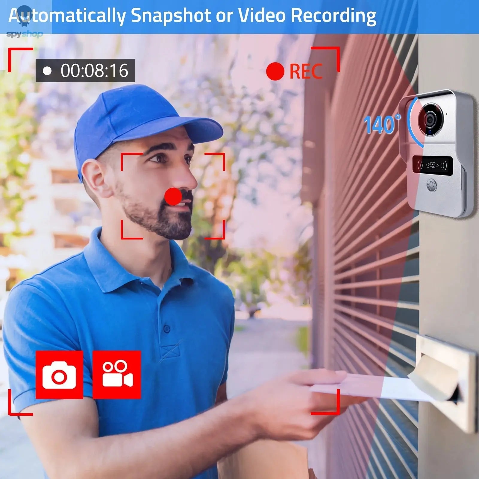 Wireless Wifi Video Doorbell System, 1080P Doorphone Door Camera, 7 Inch Touch Screen, Video Intercom 32GB SD card for Home Spy-shop.com