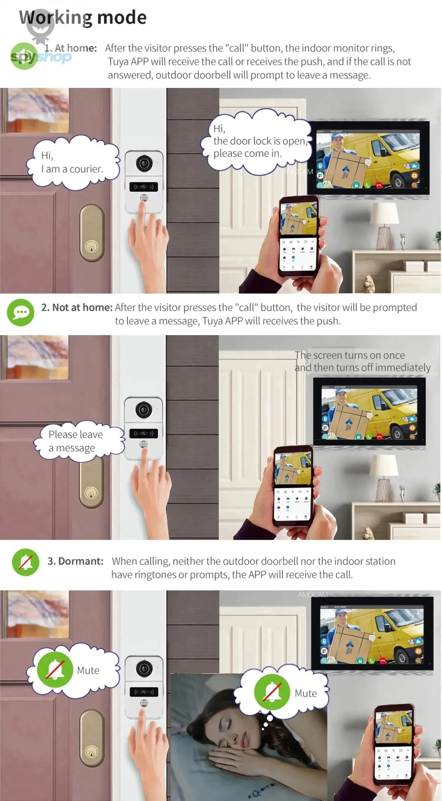 Wireless Wifi Video Doorbell System, 1080P Doorphone Door Camera, 7 Inch Touch Screen, Video Intercom 32GB SD card for Home Spy-shop.com