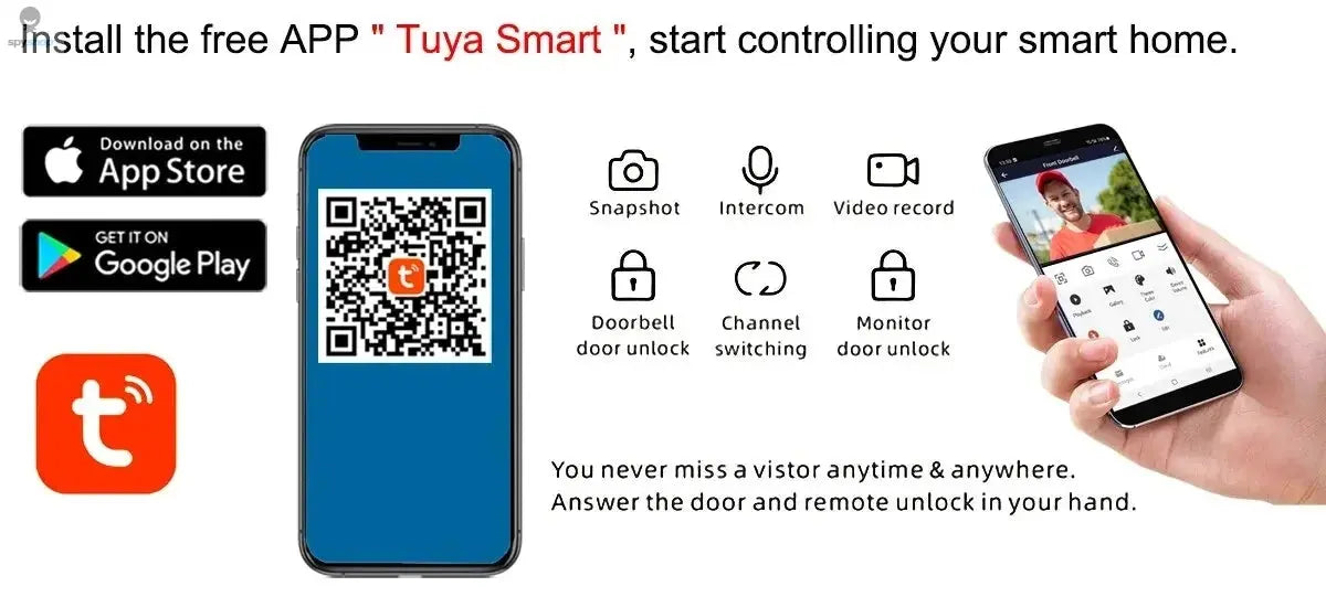 Wireless Wifi Video Doorbell System, 1080P Doorphone Door Camera, 7 Inch Touch Screen, Video Intercom 32GB SD card for Home Spy-shop.com