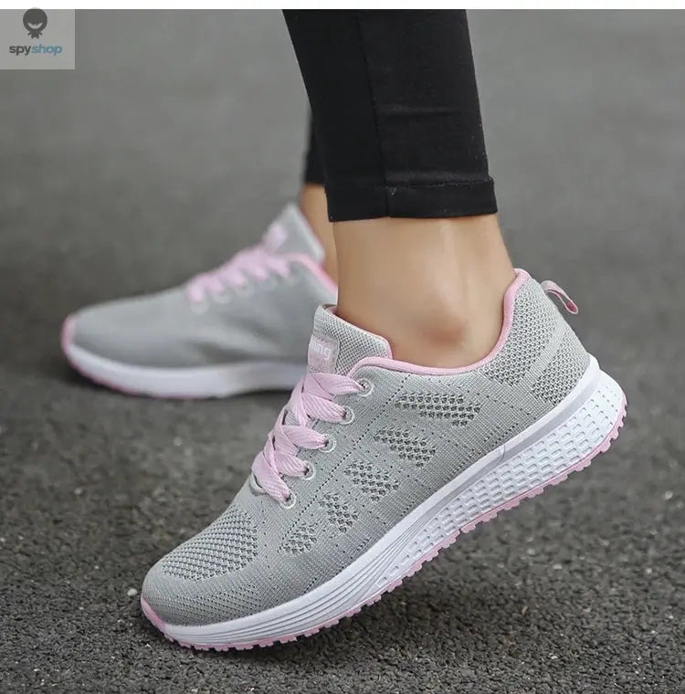 Women's Sneaker 2024 New Fashion Breathable Trainers Comfortable Sneakers Mesh Fabric Lace Up Women's Tennis Shoes For Women 