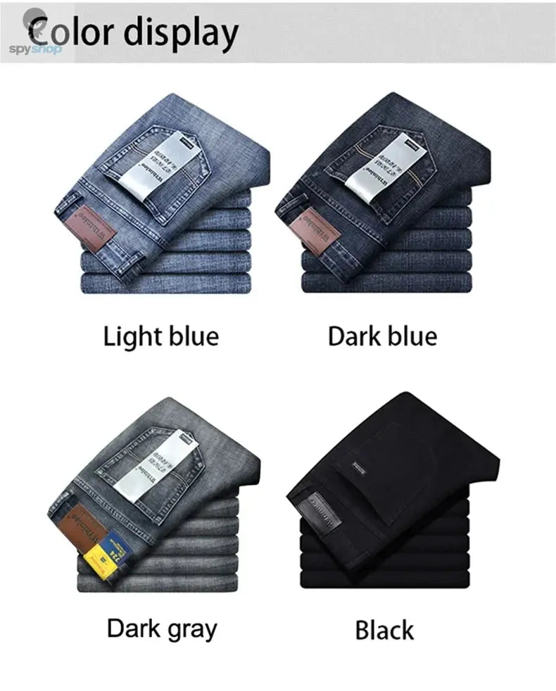 Wthinlee New Business Men's Jeans Casual Straight Stretch Fashion Classic Blue Black Work Denim Trousers Male Brand Clothing 
