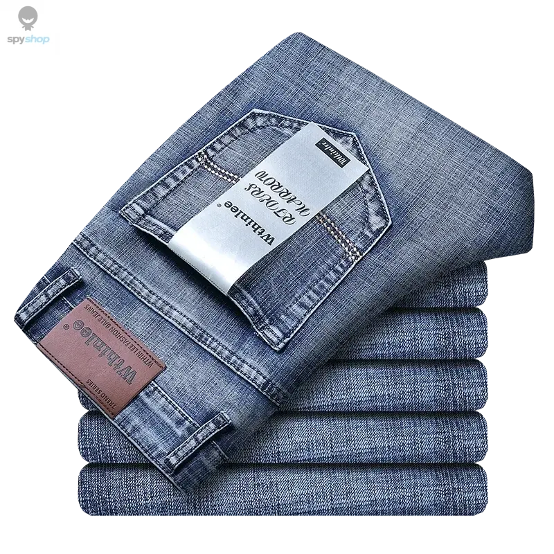 Wthinlee New Business Men's Jeans Casual Straight Stretch Fashion Classic Blue Black Work Denim Trousers Male Brand Clothing 