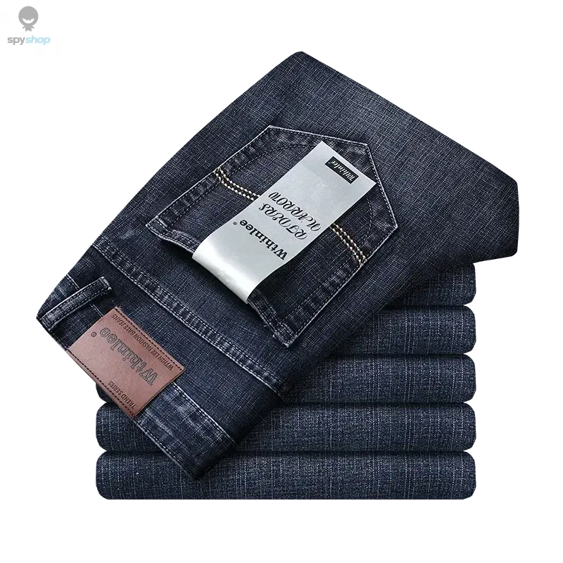 Wthinlee New Business Men's Jeans Casual Straight Stretch Fashion Classic Blue Black Work Denim Trousers Male Brand Clothing 
