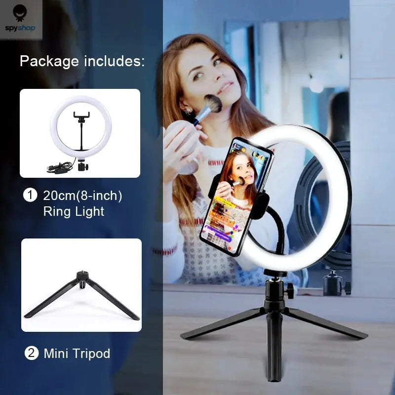 Youtube Shooting Vlog Selfie Circular Photo Ring Light Led Photographic Video Camera Lamp Studio Lighting Phone Holder 