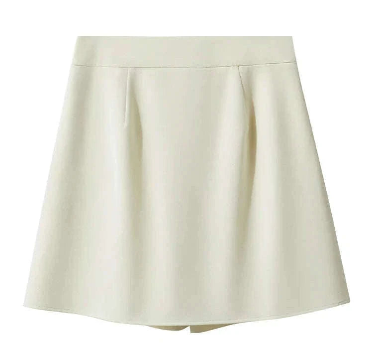 A-Line Skort Skirt Shorts for Women Office Style Mid Waist-Grey skirt / L