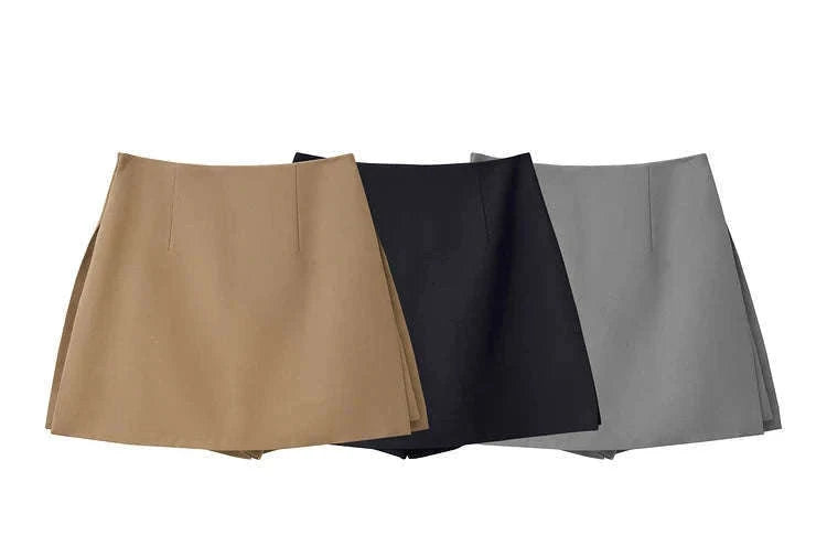 A-Line Skort Skirt Shorts for Women Office Style Mid Waist-Grey skirt / L