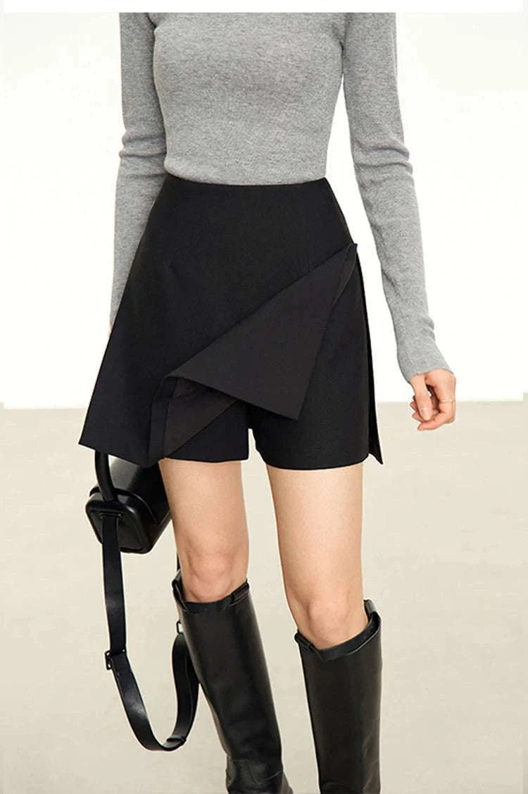 A-Line Skort Skirt Shorts for Women Office Style Mid Waist-Grey skirt / L