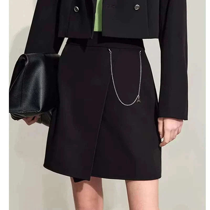 A-Line Skort Skirt Shorts for Women Office Style Mid Waist-Grey skirt / L