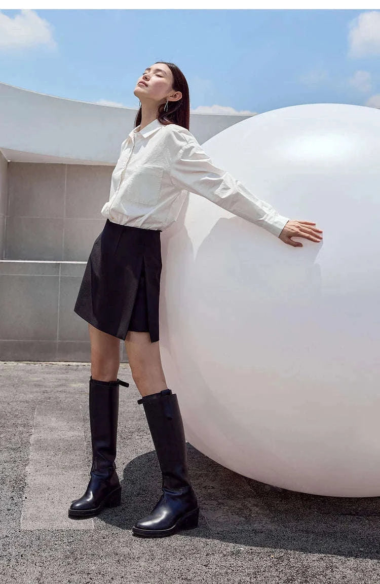 A-Line Skort Skirt Shorts for Women Office Style Mid Waist-Grey skirt / L