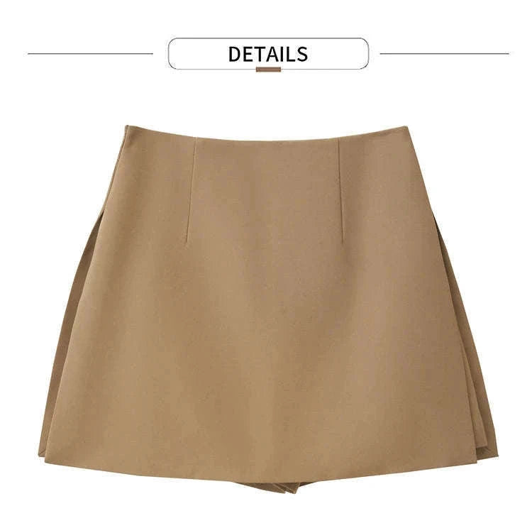A-Line Skort Skirt Shorts for Women Office Style Mid Waist-Grey skirt / L