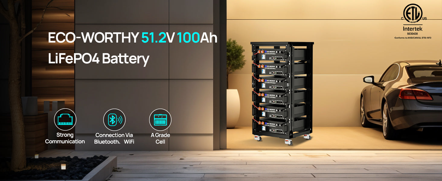 48V 100Ah LiFePO4 baterie pro serverový stojan 5,12 kWh s Bluetooth