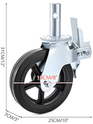 Heavy Duty 8" Scaffolding Swivel Casters Set with Dual Lock Brakes