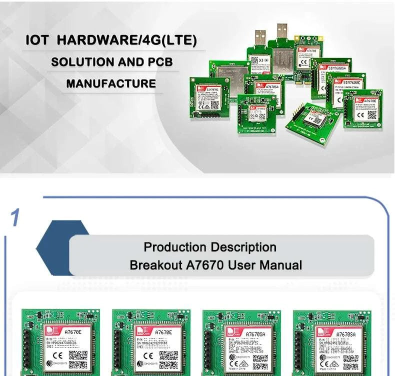 A7670E LTE Cat 1 4G Module Breakout Kit with Nano SIM Slot-LTE version 2