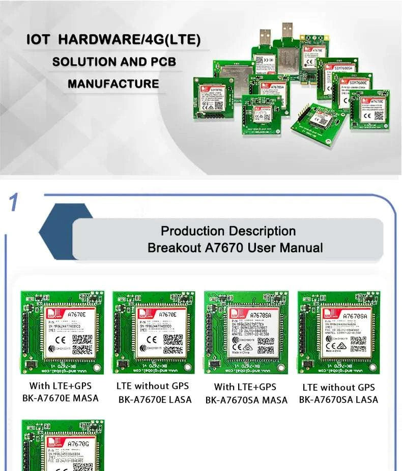 A7670E LTE Cat 1 Multi-Band 4G GSM GPRS Module-LTE version