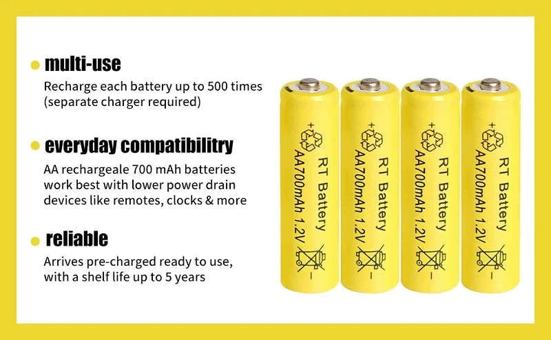 AA 1.2V 700mAh Ni-MH Rechargeable Batteries-10Pcs / 1.2V / United States