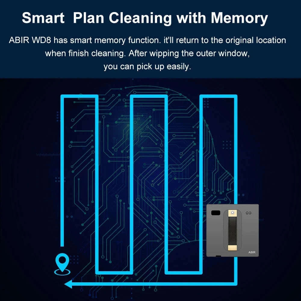 ABIR WD8 Robot Window Vacuum Cleaner with Dual Spray-Dark Grey / france
