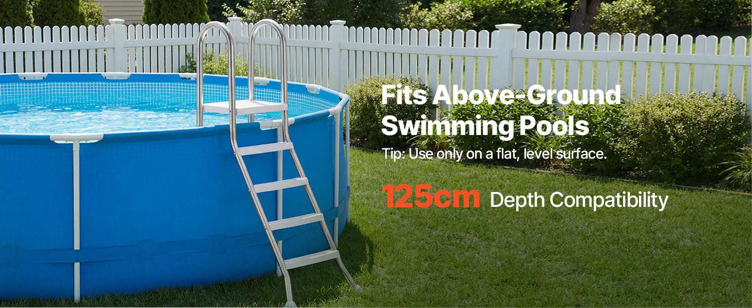 Above Ground Pool Ladder A-Frame with Non-Slip Steps & Handles-Stainless / United States
