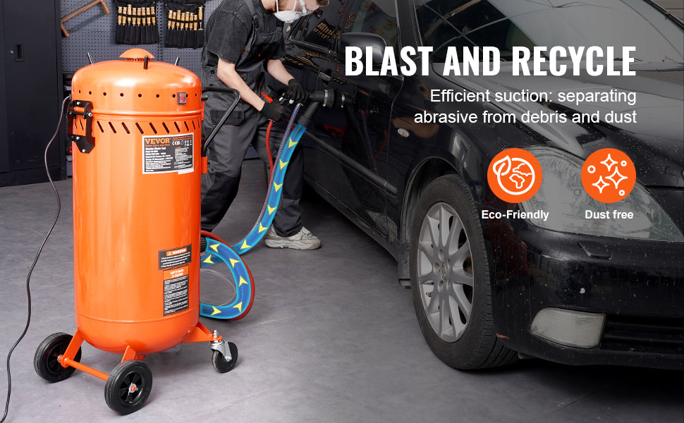 28 Gallon Dustless Vacuum Sand Blaster with 1200W System