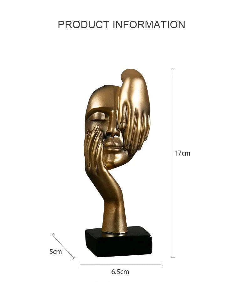 Abstract Resin Mask Statue Figurine for Modern Home Decor-Gold 4
