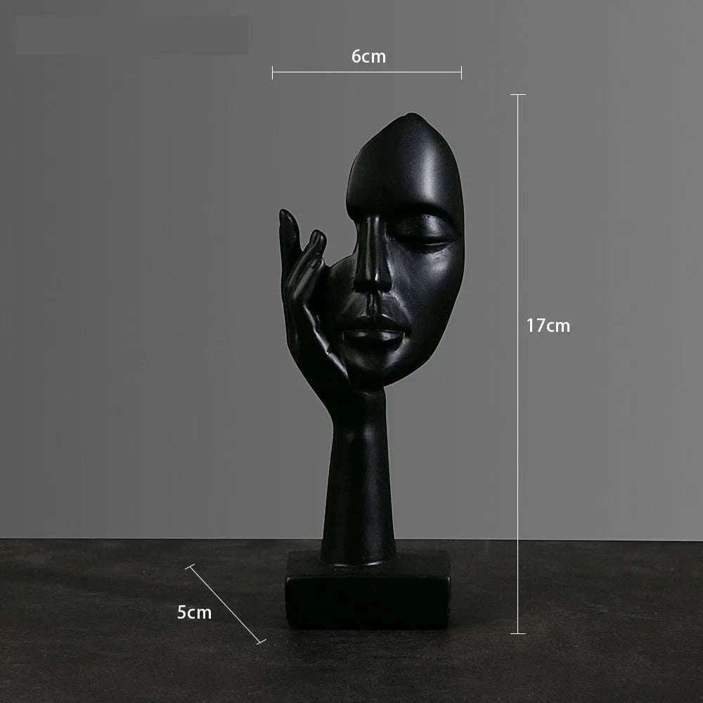 Abstract Resin Mask Statue Figurine for Modern Home Decor-Gold 4