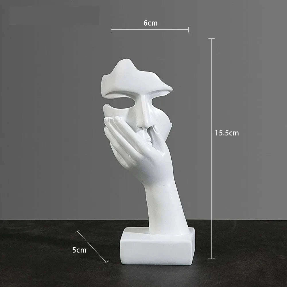 Abstract Resin Mask Statue Figurine for Modern Home Decor-Gold 4