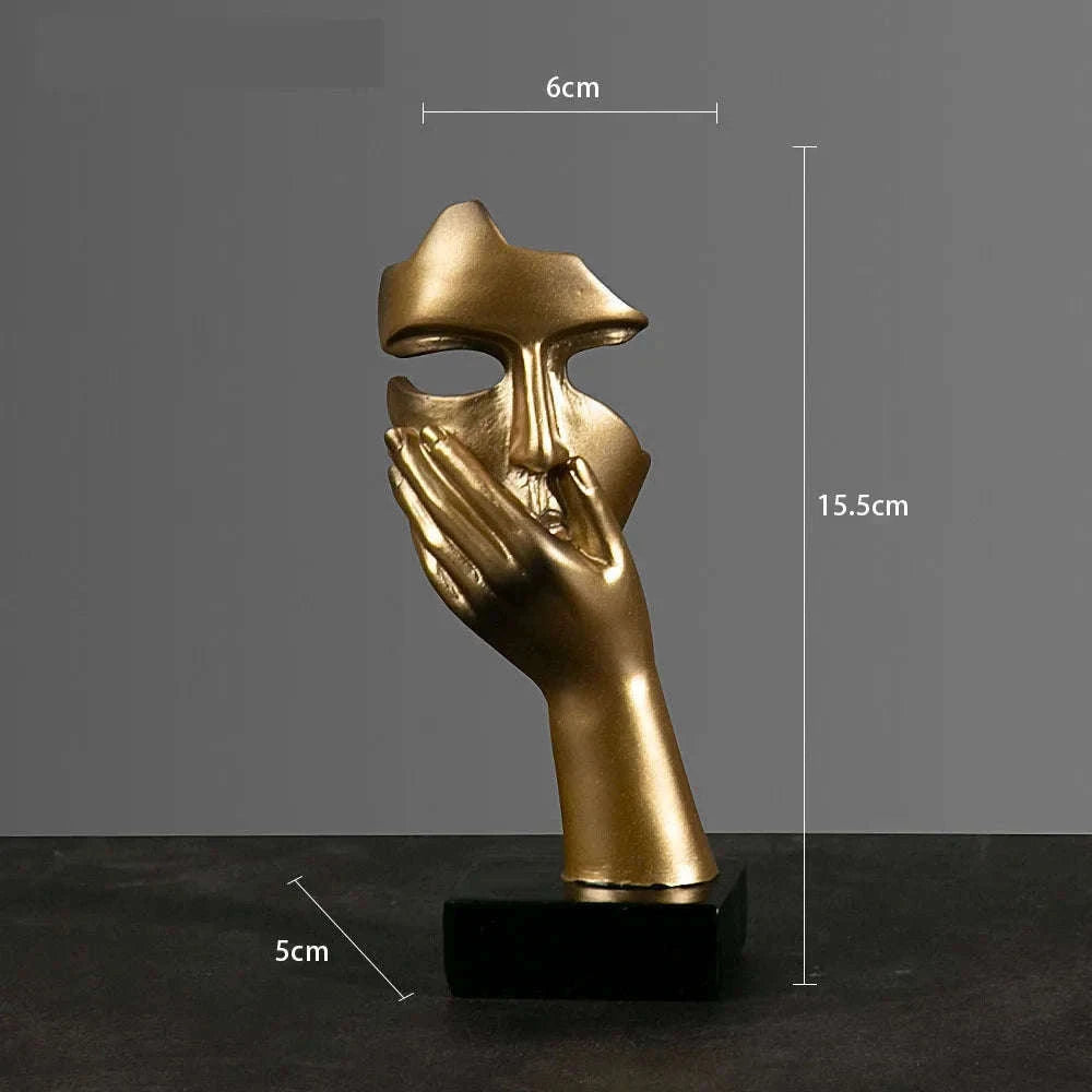 Abstract Resin Mask Statue Figurine for Modern Home Decor-Gold 4