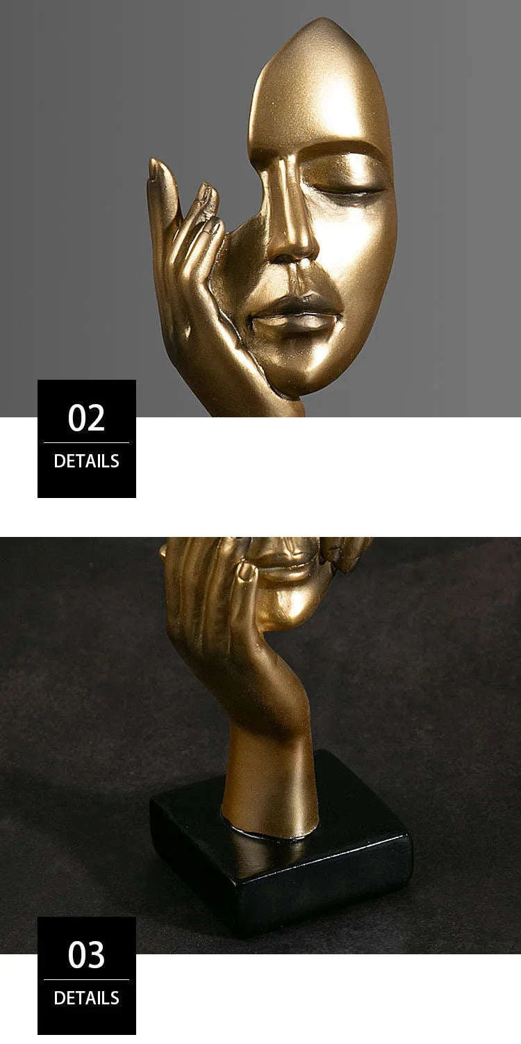 Abstract Resin Mask Statue Figurine-White 4