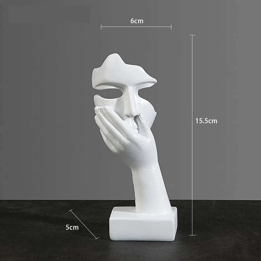 Abstract Resin Mask Statue Figurine-White 4